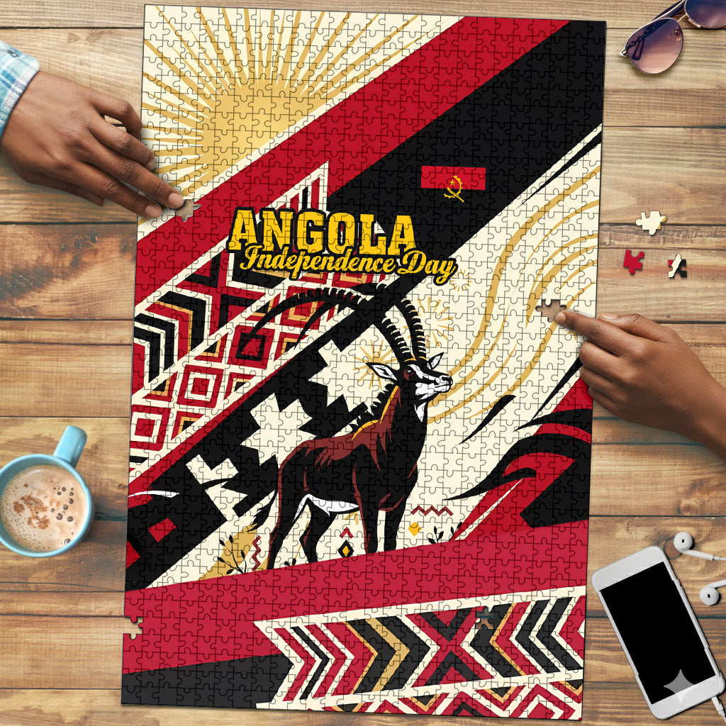 Angola Independence Day Antelope Puzzle Flag Coat Of Arms Geometric African