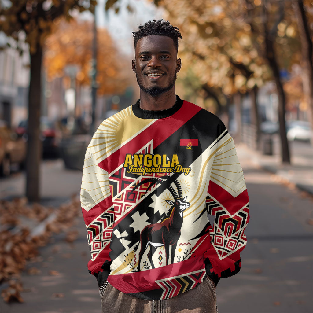 Angola Independence Day Antelope Sweatshirt Flag Coat Of Arms Geometric African