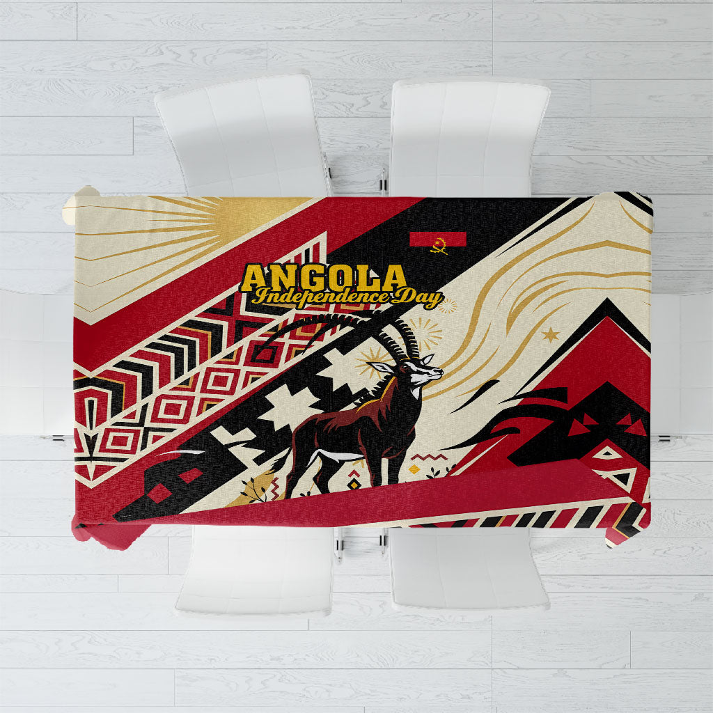 Angola Independence Day Antelope Tablecloth Flag Coat Of Arms Geometric African