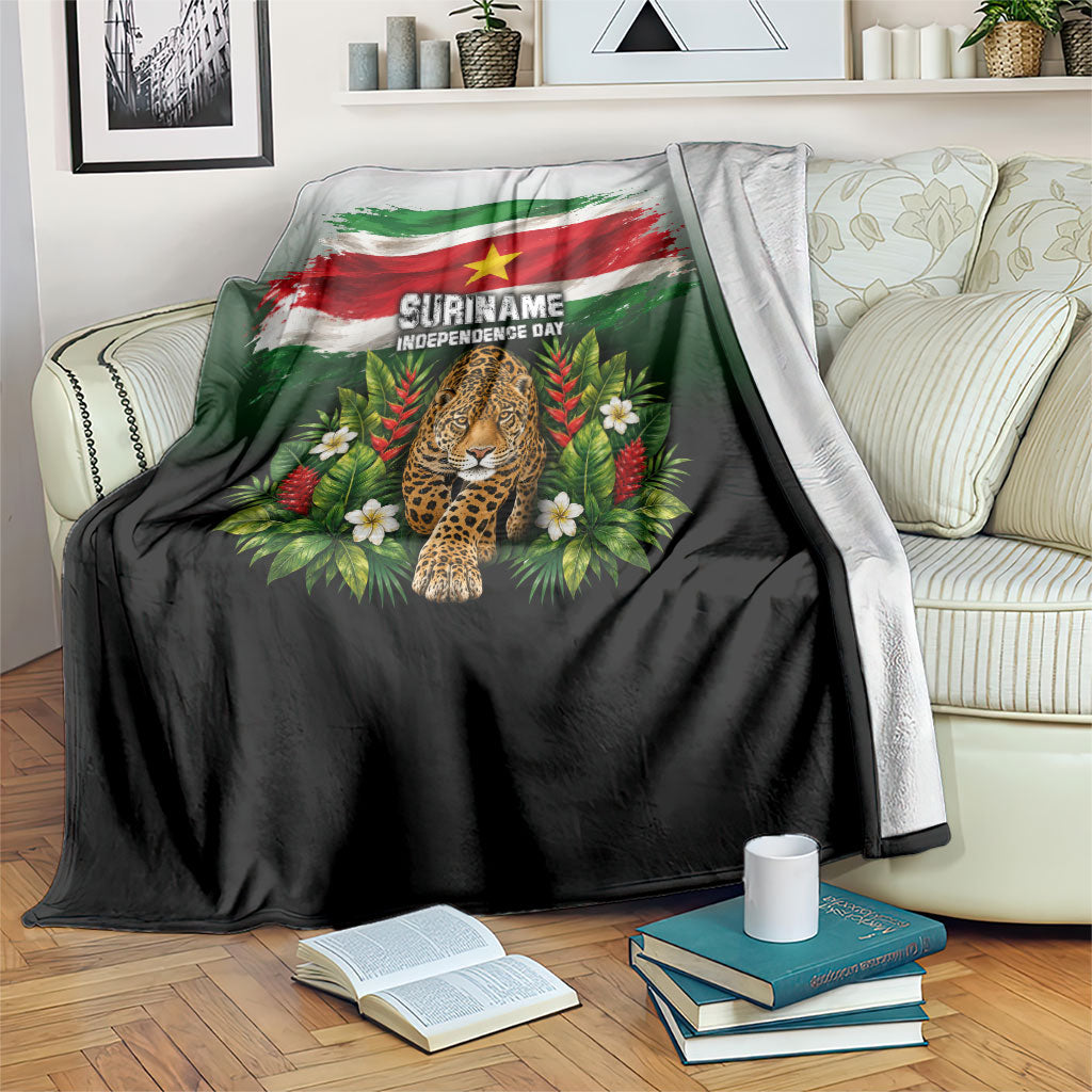 Suriname Independence Day Jaguar Blanket Tropical Jungle Wildlife And Patriotic Flag
