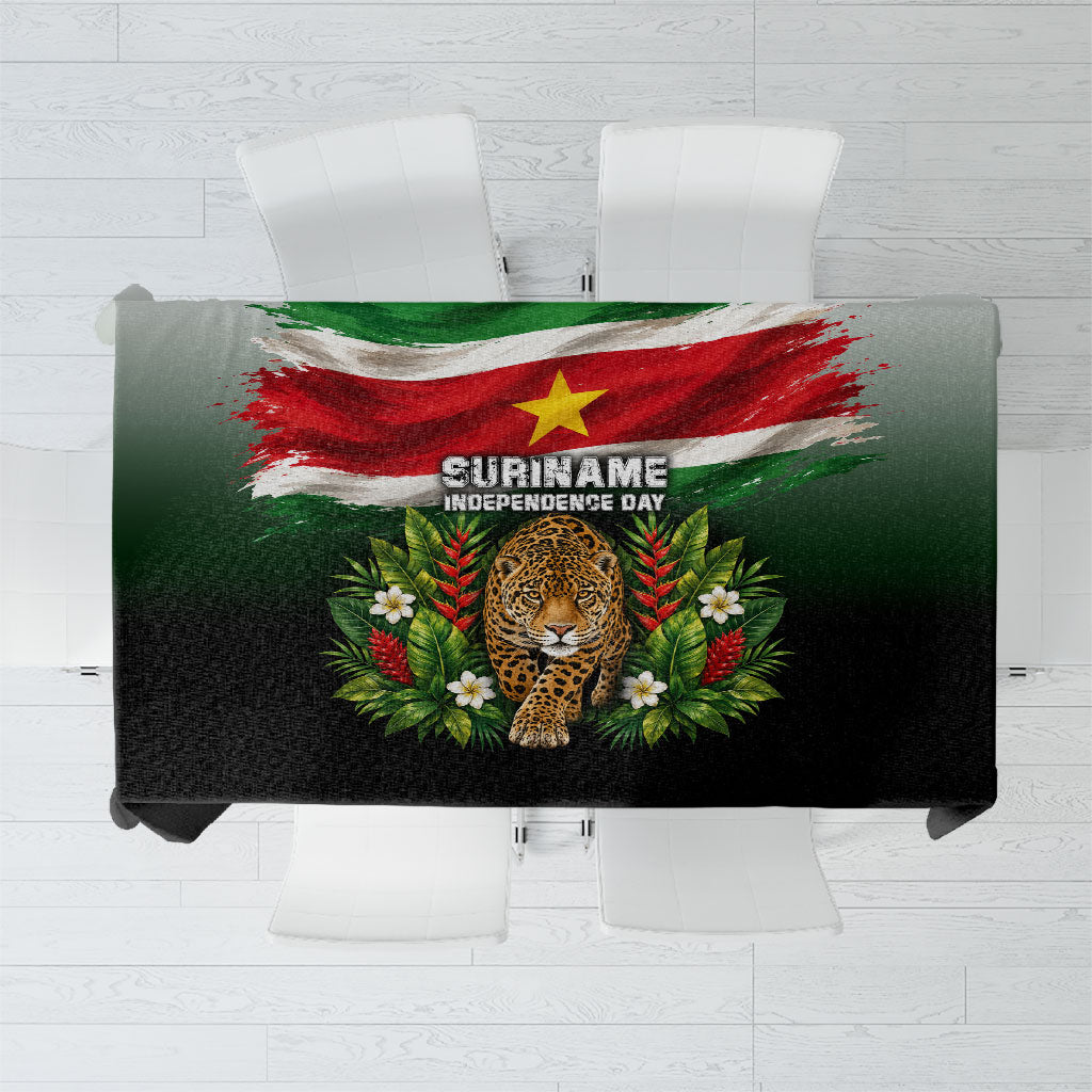 Suriname Independence Day Jaguar Tablecloth Tropical Jungle Wildlife And Patriotic Flag