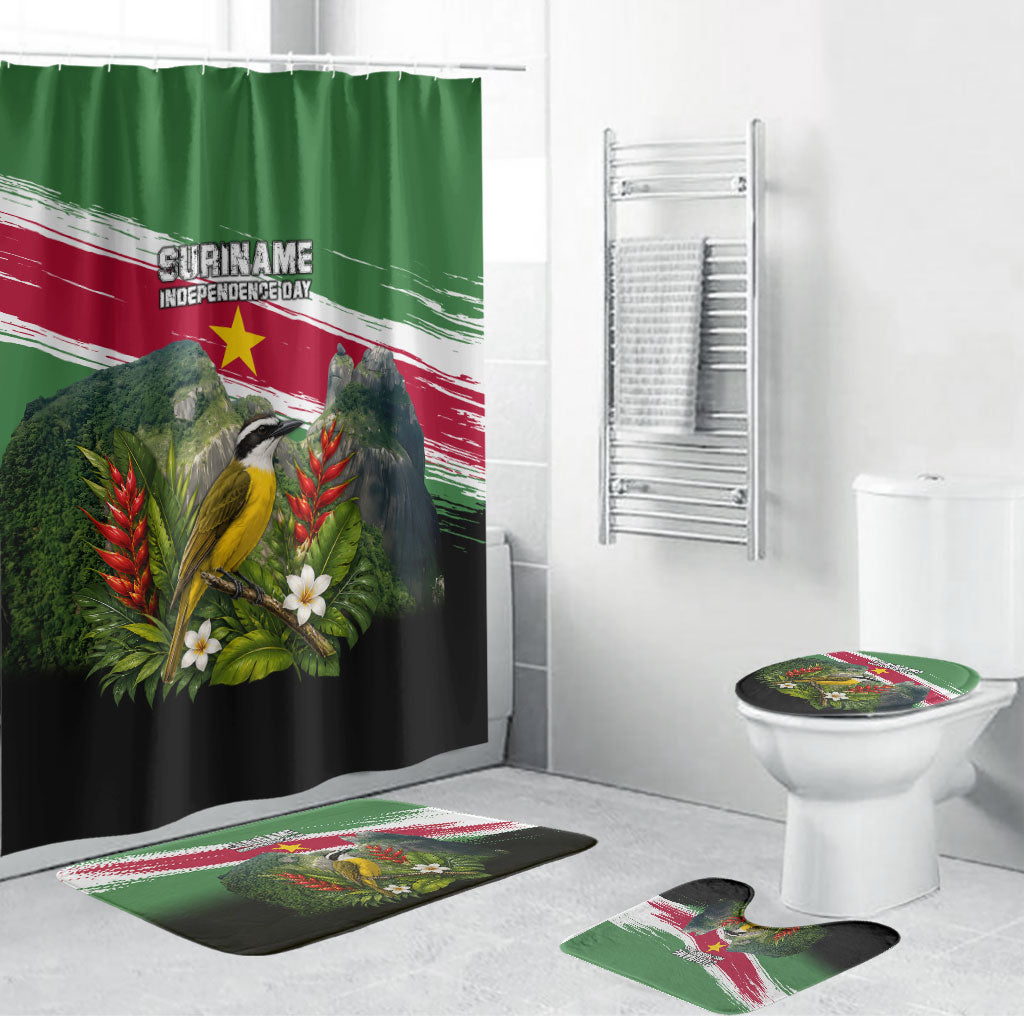 Suriname Independence Day Bathroom Set Tropical Jungle Bird And Patriotic Flag