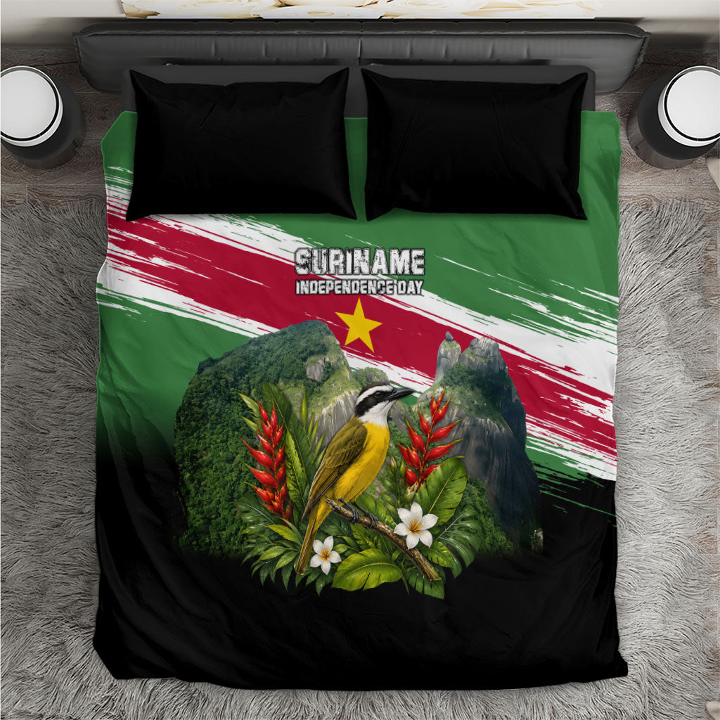Suriname Independence Day Bedding Set Tropical Jungle Bird And Patriotic Flag