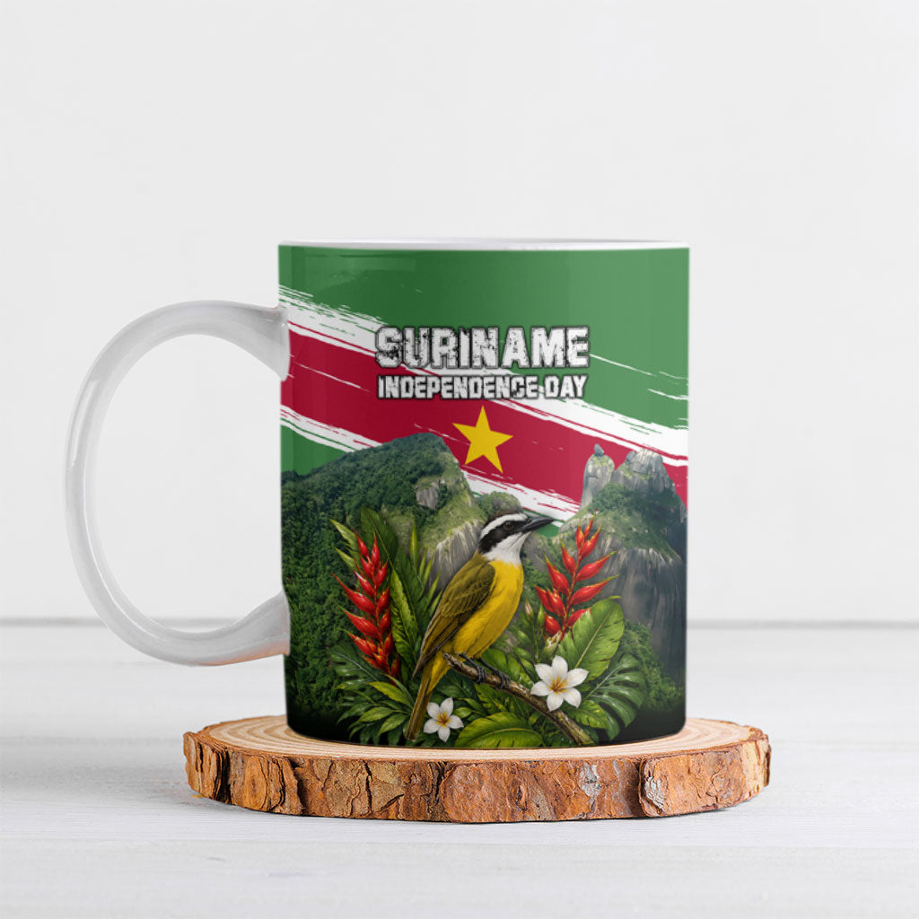 Suriname Independence Day Ceramic Mug Tropical Jungle Bird And Patriotic Flag