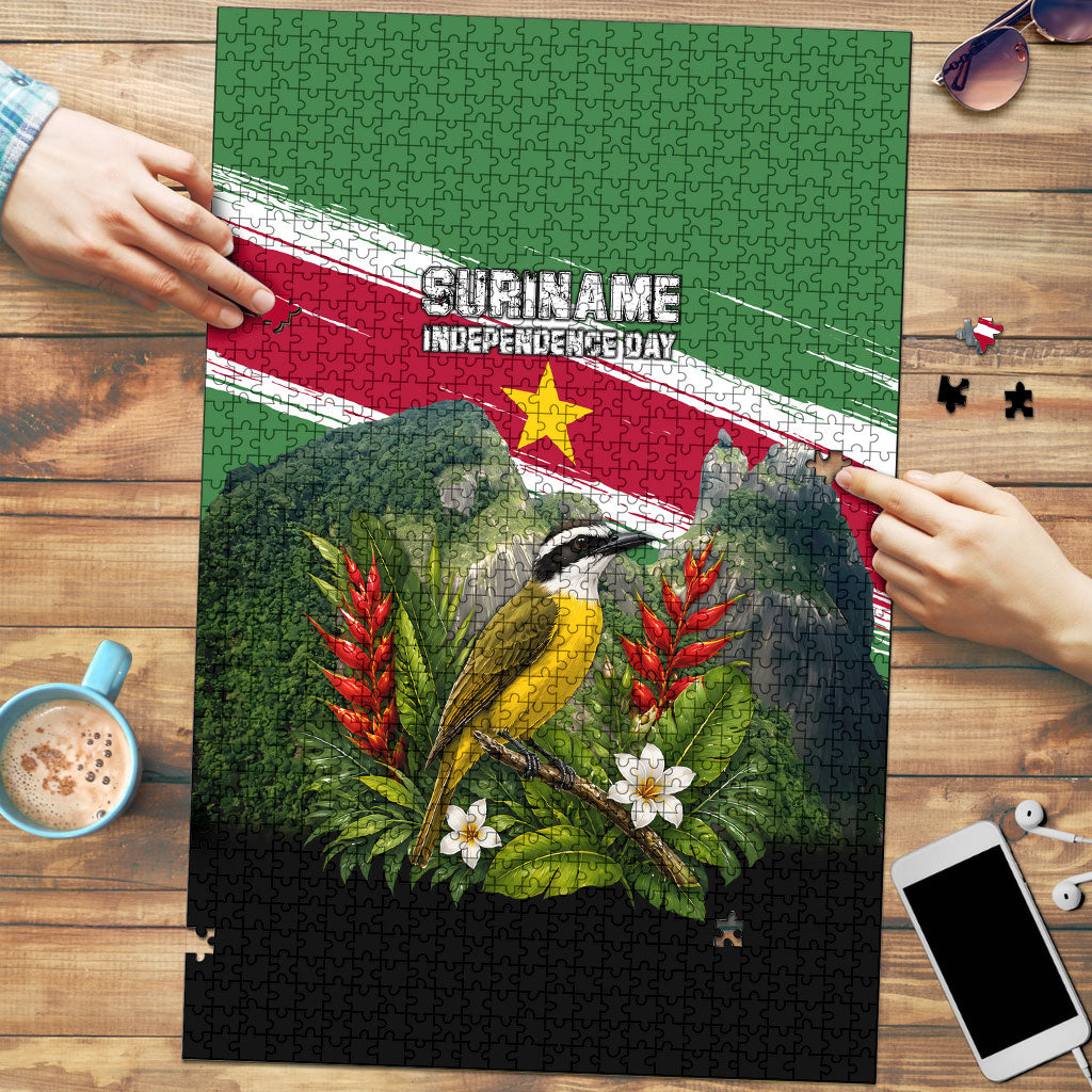 Suriname Independence Day Puzzle Tropical Jungle Bird And Patriotic Flag