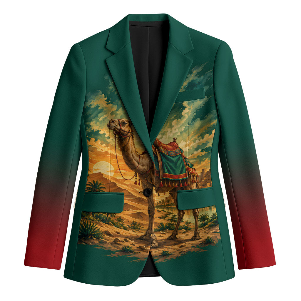Mauritania Independence Day Blazer Camel Scenic Desert Oasis And Patriotic Flag