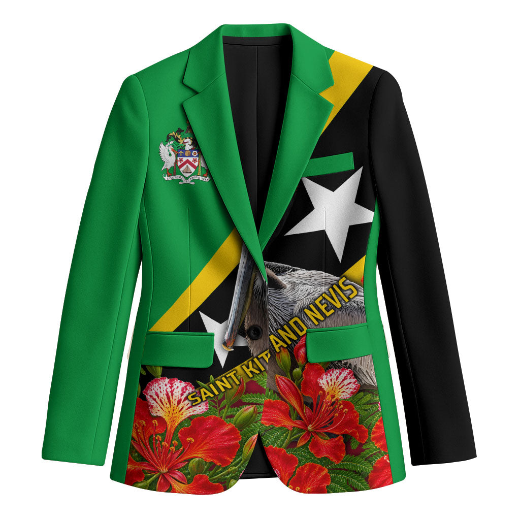 Saint Kitts And Nevis Above Self Blazer Caribbean Heritage Flag Pelican Floral Graphic