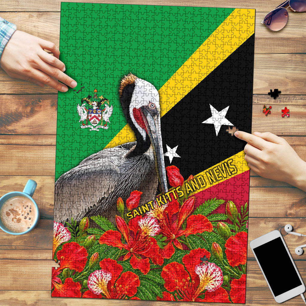 Saint Kitts And Nevis Above Self Puzzle Caribbean Heritage Flag Pelican Floral Graphic