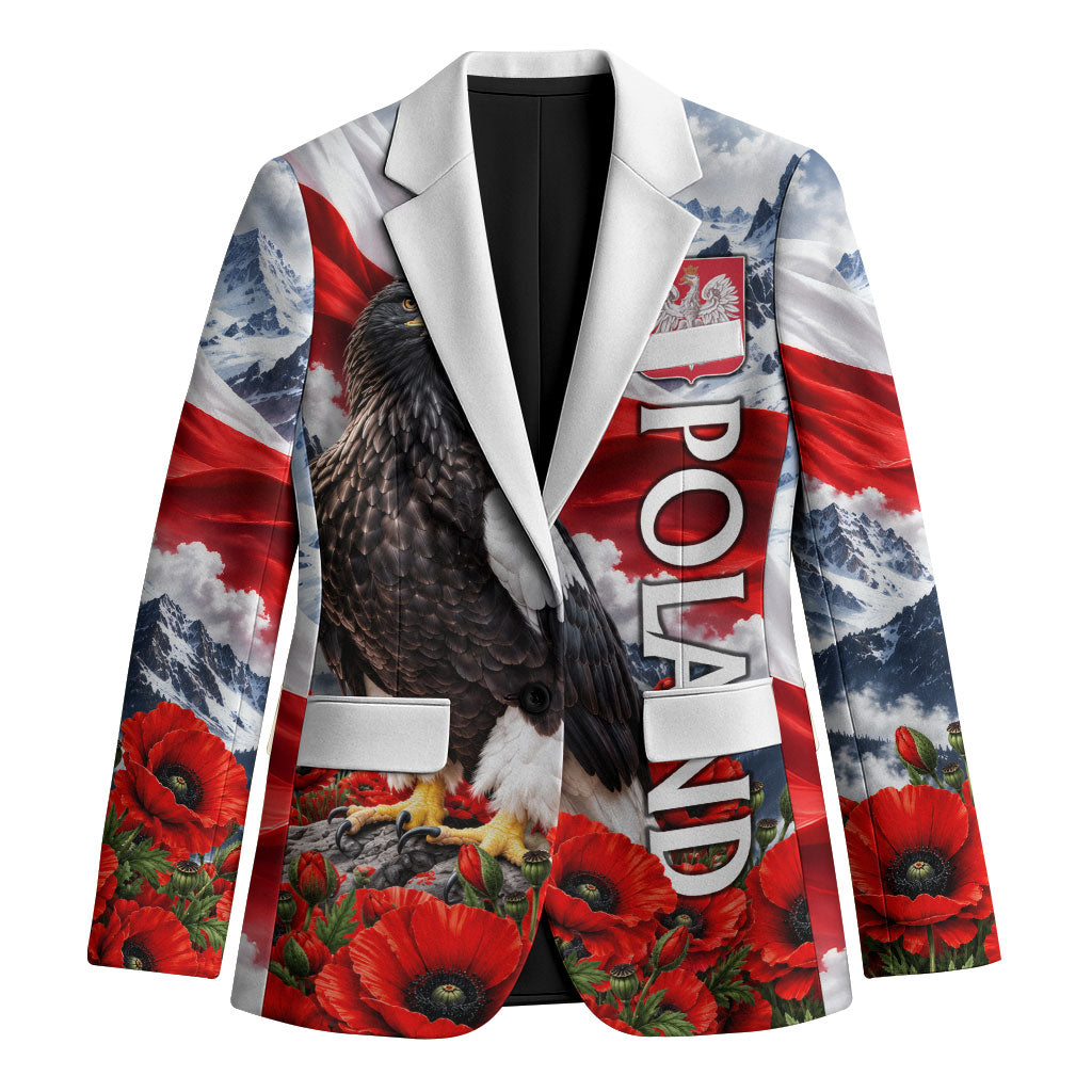 Poland White Eagle Blazer Coat Of Arms Patriotic Flag Red Poppies