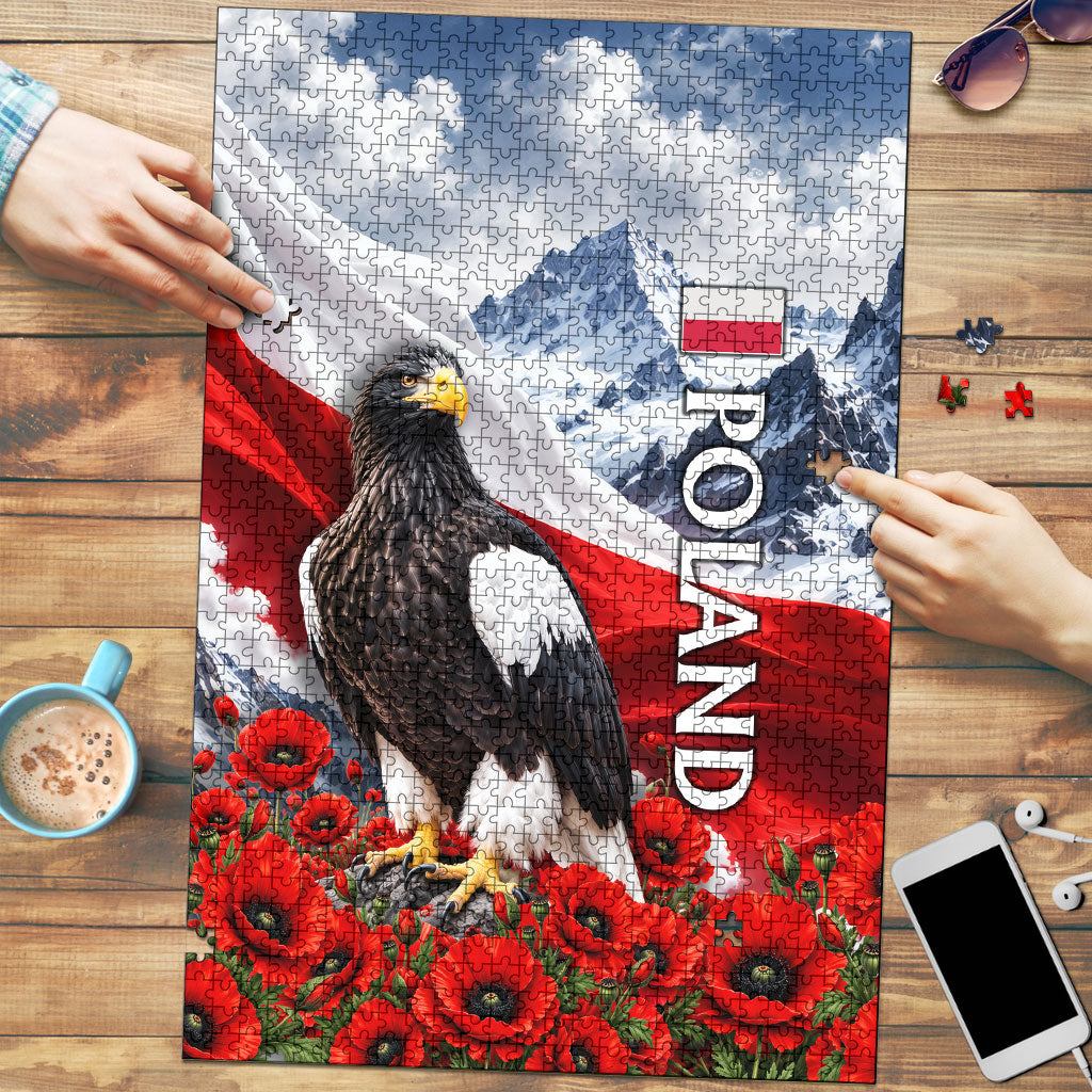 Poland White Eagle Puzzle Coat Of Arms Patriotic Flag Red Poppies