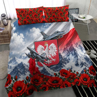Poland Bison White Eagle Bedding Set Patriotic Flag Red Poppies Fighter Jet Mountain