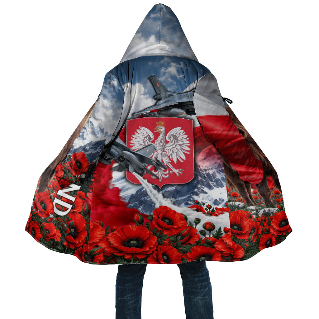 Poland Bison White Eagle Cloak Patriotic Flag Red Poppies Fighter Jet Mountain