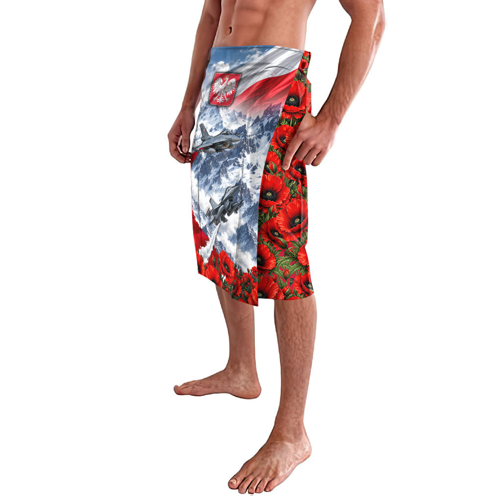 Poland Bison White Eagle Lavalava Patriotic Flag Red Poppies Fighter Jet Mountain