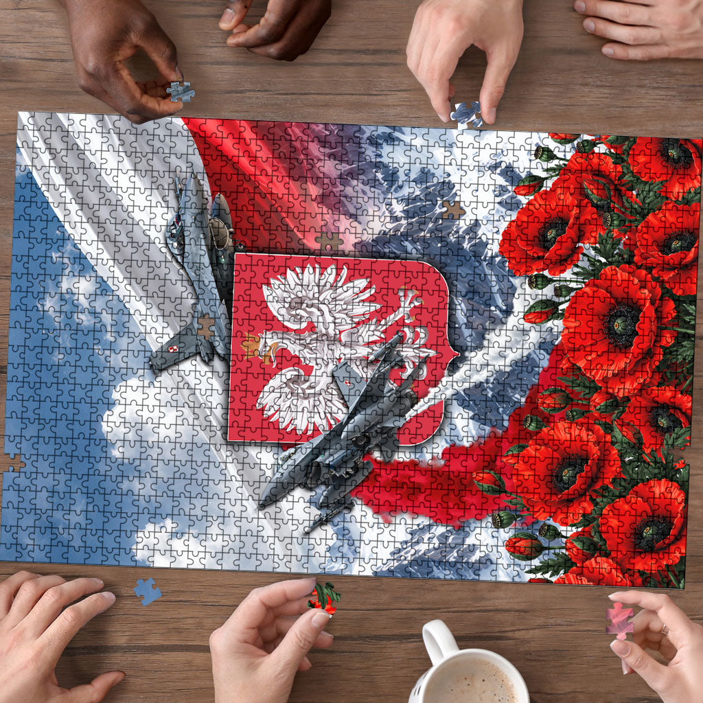 Poland Bison White Eagle Puzzle Patriotic Flag Red Poppies Fighter Jet Mountain