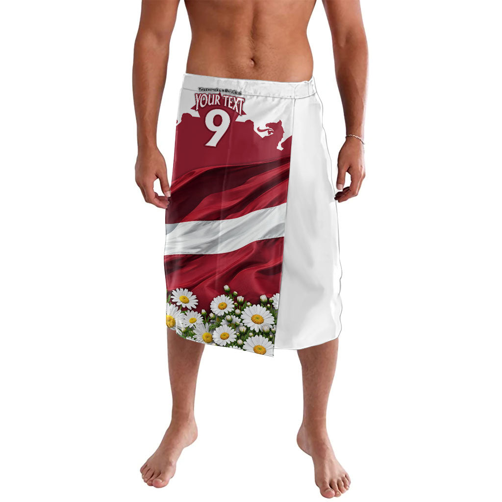 Personalized Latvia White Wagtail Lavalava Patriotic Flag Coat Of Arms Daisy Floral Map Art