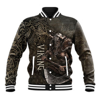Viking Warrior Valhalla Baseball Jacket Norse Mythology Celtic Cross Rune Knotwork
