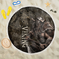 Viking Warrior Valhalla Beach Blanket Norse Mythology Celtic Cross Rune Knotwork