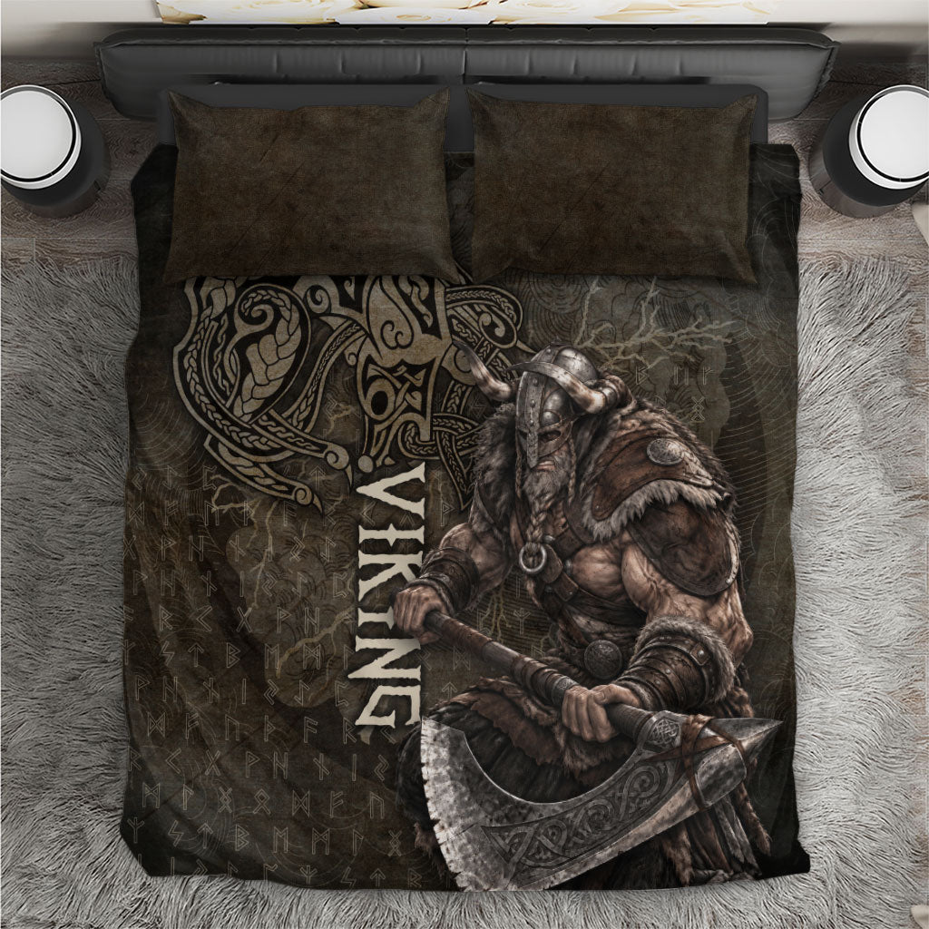 Viking Warrior Valhalla Bedding Set Norse Mythology Celtic Cross Rune Knotwork