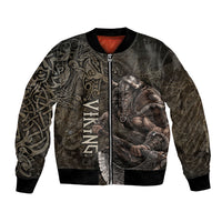 Viking Warrior Valhalla Bomber Jacket Norse Mythology Celtic Cross Rune Knotwork