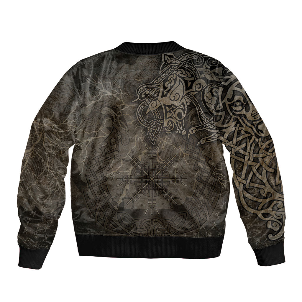 Viking Warrior Valhalla Bomber Jacket Norse Mythology Celtic Cross Rune Knotwork