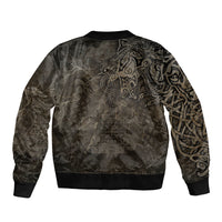 Viking Warrior Valhalla Bomber Jacket Norse Mythology Celtic Cross Rune Knotwork