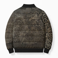 Viking Warrior Valhalla Bomber Puffer Jacket Norse Mythology Celtic Cross Rune Knotwork