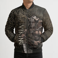 Viking Warrior Valhalla Bomber Puffer Jacket Norse Mythology Celtic Cross Rune Knotwork