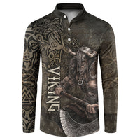 Viking Warrior Valhalla Button Sweatshirt Norse Mythology Celtic Cross Rune Knotwork
