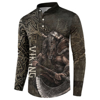Viking Warrior Valhalla Button Sweatshirt Norse Mythology Celtic Cross Rune Knotwork
