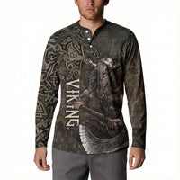 Viking Warrior Valhalla Button Sweatshirt Norse Mythology Celtic Cross Rune Knotwork