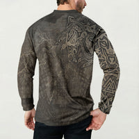 Viking Warrior Valhalla Button Sweatshirt Norse Mythology Celtic Cross Rune Knotwork