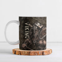 Viking Warrior Valhalla Ceramic Mug Norse Mythology Celtic Cross Rune Knotwork