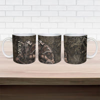 Viking Warrior Valhalla Ceramic Mug Norse Mythology Celtic Cross Rune Knotwork