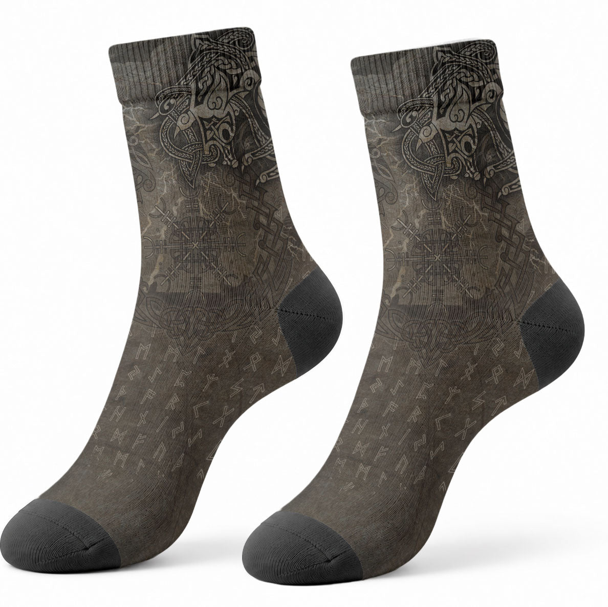 Viking Warrior Valhalla Crew Socks Norse Mythology Celtic Cross Rune Knotwork