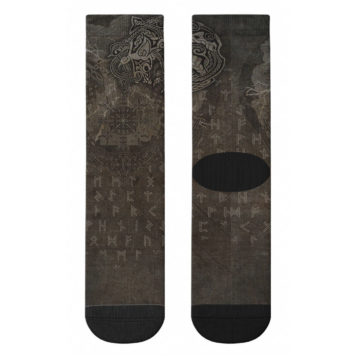 Viking Warrior Valhalla Crew Socks Norse Mythology Celtic Cross Rune Knotwork