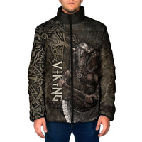 Viking Warrior Valhalla Padded Jacket Norse Mythology Celtic Cross Rune Knotwork