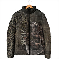 Viking Warrior Valhalla Padded Jacket Norse Mythology Celtic Cross Rune Knotwork