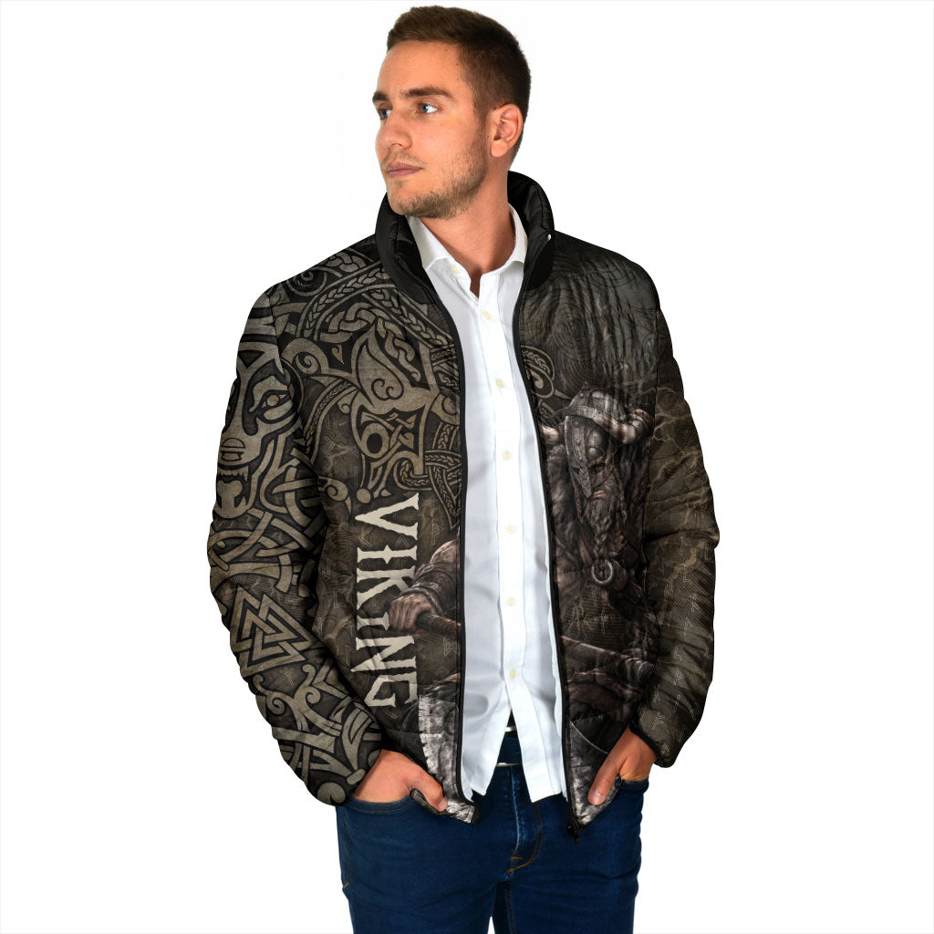 Viking Warrior Valhalla Padded Jacket Norse Mythology Celtic Cross Rune Knotwork