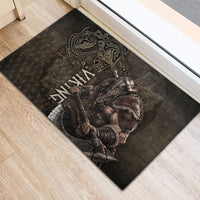 Viking Warrior Valhalla Rubber Doormat Norse Mythology Celtic Cross Rune Knotwork