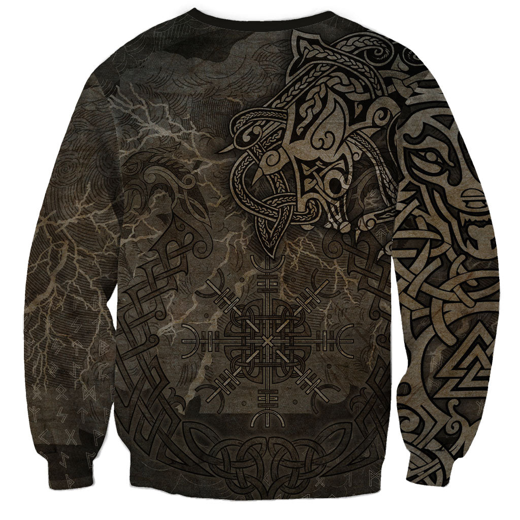 Viking Warrior Valhalla Sweatshirt Norse Mythology Celtic Cross Rune Knotwork