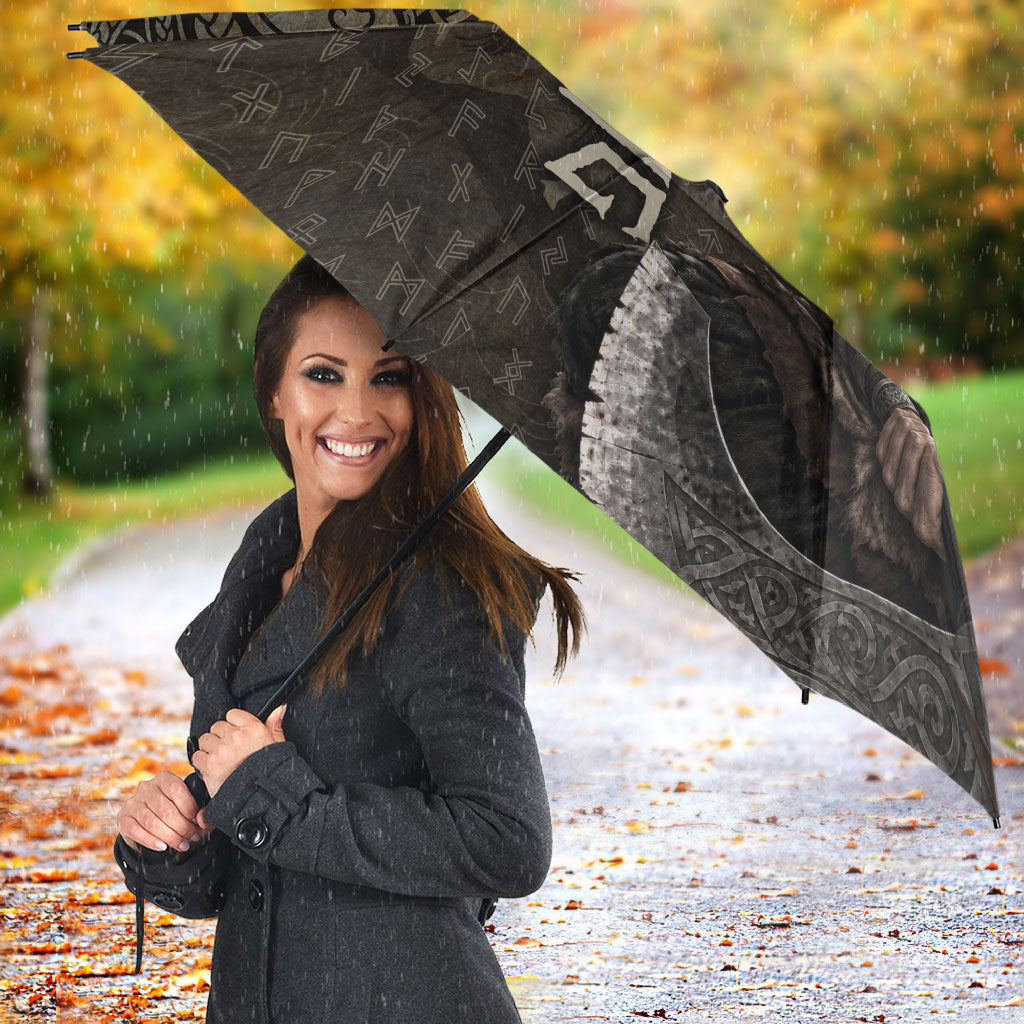 Viking Warrior Valhalla Umbrella Norse Mythology Celtic Cross Rune Knotwork