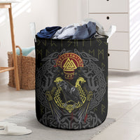 Viking Raven Laundry Basket Norse Mythology Celtic Knotwork Rune Winged