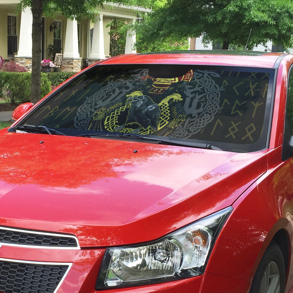 Viking Raven Auto Sun Shade Norse Mythology Celtic Knotwork Rune Winged