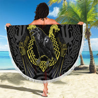 Viking Raven Beach Blanket Norse Mythology Celtic Knotwork Rune Winged