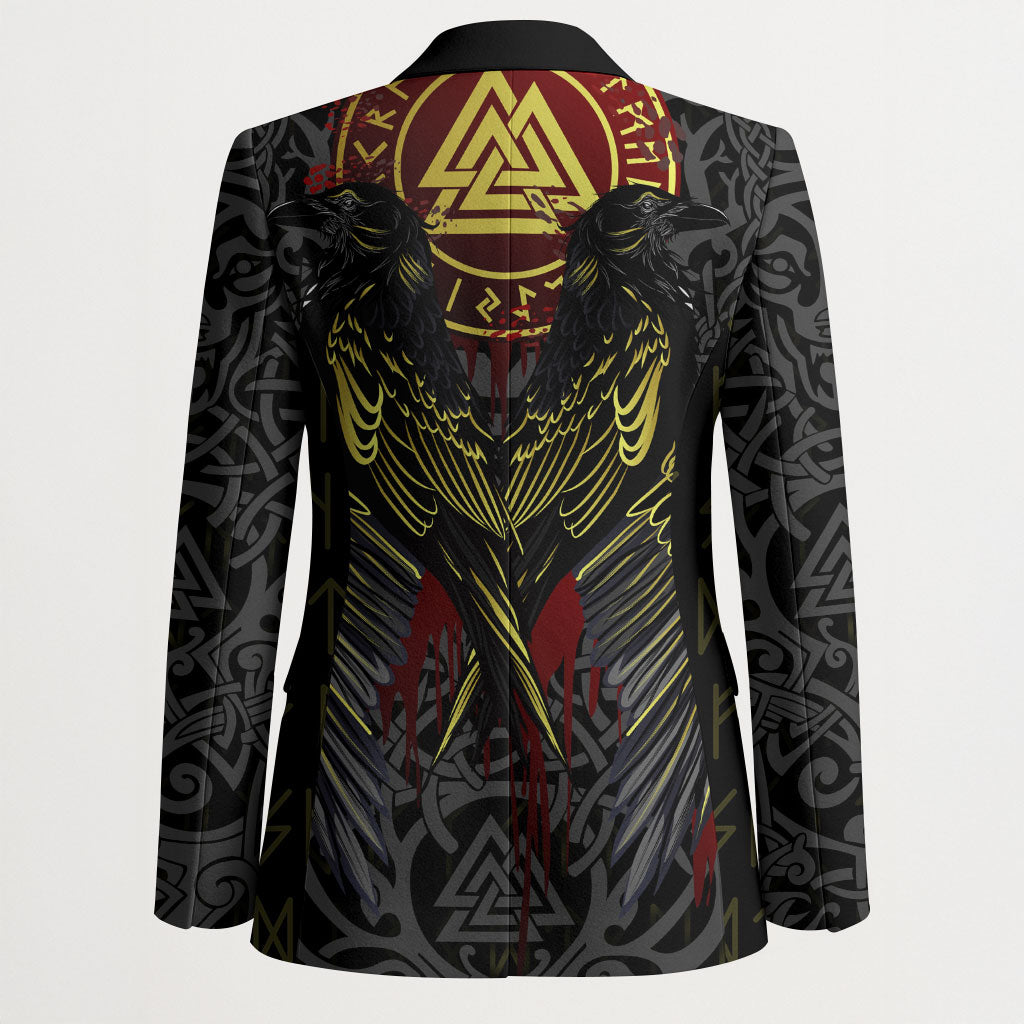 Viking Raven Blazer Norse Mythology Celtic Knotwork Rune Winged