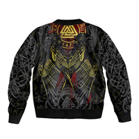 Viking Raven Bomber Jacket Norse Mythology Celtic Knotwork Rune Winged