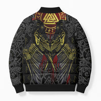 Viking Raven Bomber Puffer Jacket Norse Mythology Celtic Knotwork Rune Winged