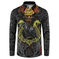 Viking Raven Button Sweatshirt Norse Mythology Celtic Knotwork Rune Winged