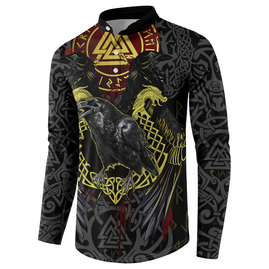 Viking Raven Button Sweatshirt Norse Mythology Celtic Knotwork Rune Winged