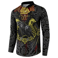 Viking Raven Button Sweatshirt Norse Mythology Celtic Knotwork Rune Winged